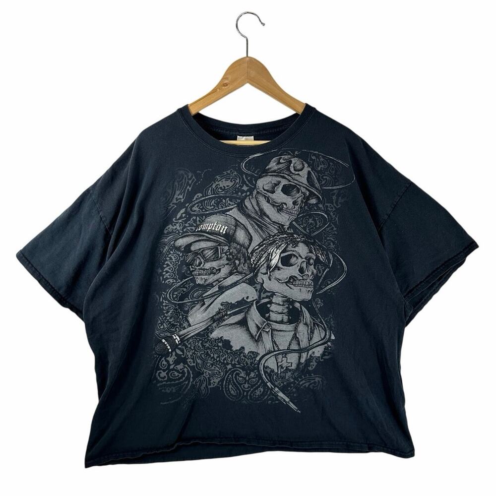 Y2K Skater Graphic Tee Size 3XL Skull Graphic Hip Hop Distressed Grunge